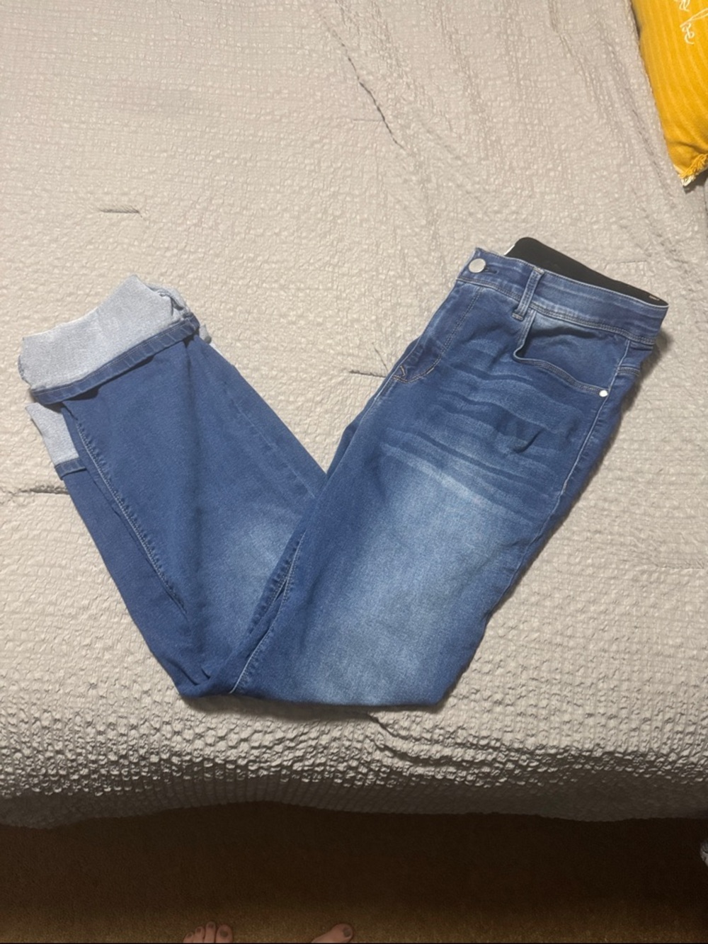 Blue Denim Cuffed Jeans